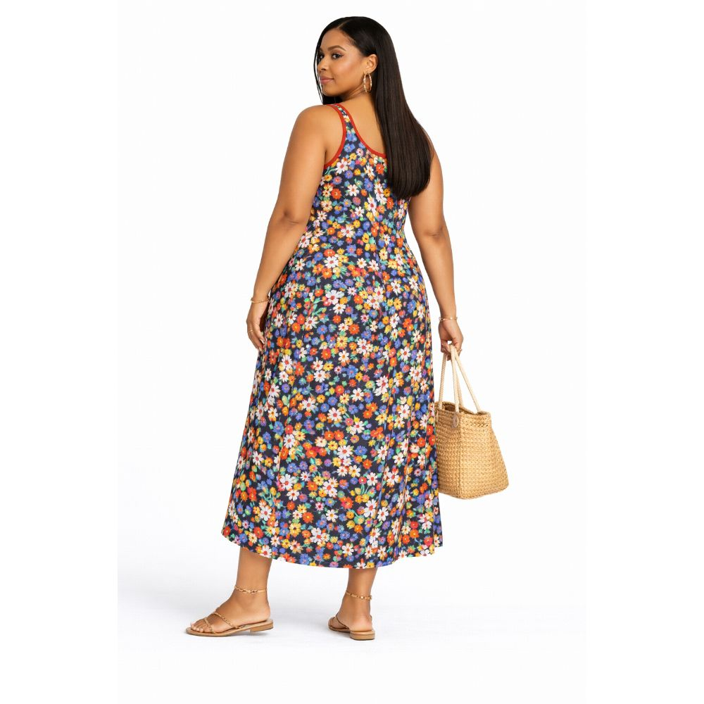 Womens Sleeveless Floral A Line Casual Dress